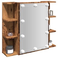 Ormar s ogledalom i LED-om Staro drvo 70x16,5x60 cm