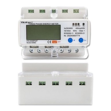 QOLTEC Brojilo energije 50883, trofazno, Wi-Fi, TUYA, 400 V, LCD, DIN rail