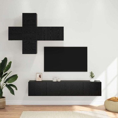 Zidni set TV komoda, konstruirano drvo, 3 kom