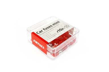 AMIO Set Mini auto osigurača, 10A, kutija 50 kom, crveni