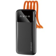 DUDAO Powerbank K6Pro, 10. 000 mAh, 2x USB + kabel USB / USB-C / Lightning / Micro USB, crno