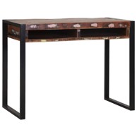 Stol toaletni s ogledalom višebojni 100x50x75 cm od masivnog obnovljenog drva, smeđa