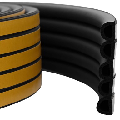 Brtvilo za prozore, samoljepivo, 12x10 mm, 25 m, EPDM pjena, crna