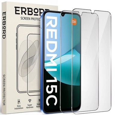 ERBORD Kaljeno staklo za Xiaomi Redmi 15C 4G / Xiaomi Redmi LTE, tvrdoća 9H, 2 kom.