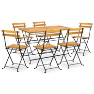 7-dijelni sklopivi vrtni blagovaonski set od bagremovog drva, -