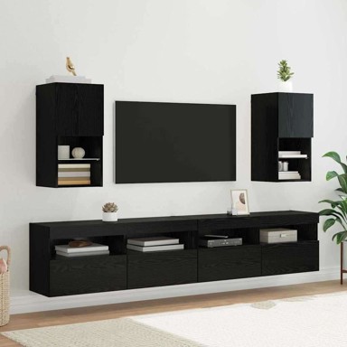 Zidni TV ormari, zidne izvedbe, 2 kom, 30.5 x 30 x 60 cm, crni hrast