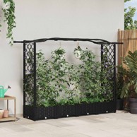 Povišeni vrtni krevet s mrežom i krovom 207x40x123 cm, crni