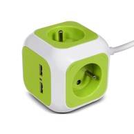 GREENBLUE Razvodna utičnica MagicCube GB118, 4 utičnice, 2 x USB, 1,4 m, bijela