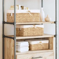 Košare za pohranu 3 kom 40x30x18 cm zumbul s bijelom oblogom, prirodna