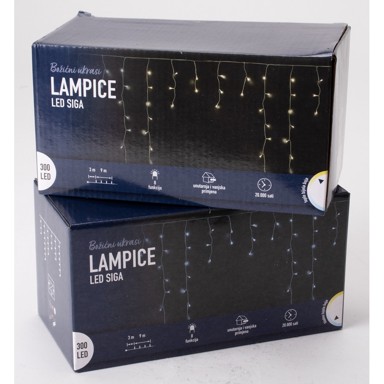 Božićne LED lampice, 200 LED, topla bijela, 6 m, 8 funkcija