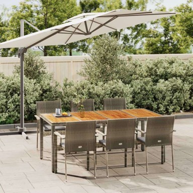 7-dijelni vrtni set od poli-ratana, stol 190 cm, sivi