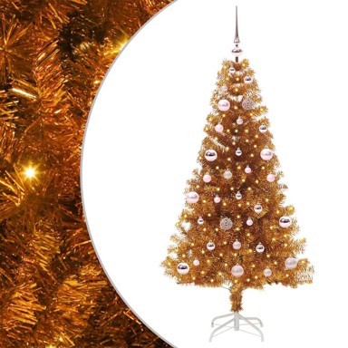Božićno drvce s 150 LED svjetlima, sa stalkom, zlatno, 150 cm, PET