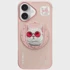 NIMMY Maskica za iPhone 16, Glasses Cool Cat, MagSafe kompatibilna, roza 