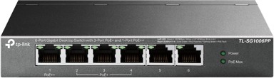 Switch Gigabitni mrežni, 6 portova, 3× PoE+, 1× PoE++, 64 W PoE snage, 802.3af/at/bt