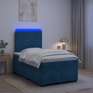 Boxspring krevet s madracem 120 x 200 cm baršun kristal s dugmadima, plavi