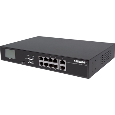 INTELLINET Mrežni preklopnik 561303, 8 x Gigabit Ethernet PoE, za rack ormarić, crni