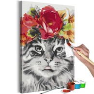 Slika za samostalno slikanje Cat With Flowers 40x60