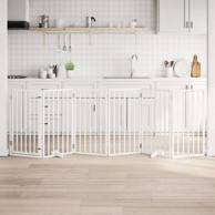 Vrata za pse s vratašcima 6 panela sklopiva 300 cm drvo topole 50 x 90 x 2 cm, bijela