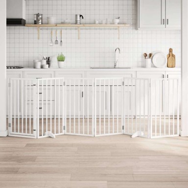 Vrata za pse s vratašcima 6 panela sklopiva 300 cm drvo topole 50 x 90 x 2 cm, bijela