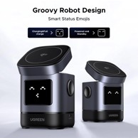 UGREEN Bežični kućni punjač Robot Uno, 15W, sivi