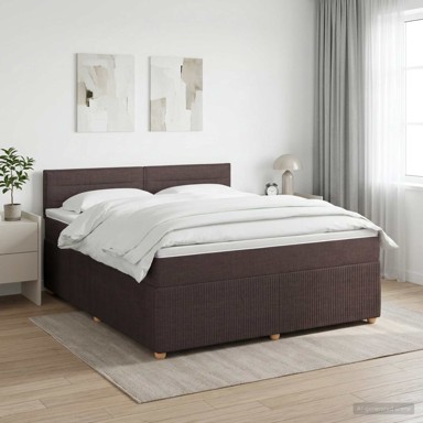 Boxspring krevet s madracem 140 x 190 cm, tkanina, tamnosmeđi