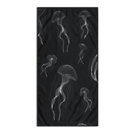DECOKING Crno-bijeli ručnik za plažu 90x180 cm Jellyfish