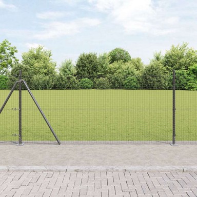 Set ograde za vrt, set od 2, pocinčani čelik, rolada, 25 x 0.5 m, siva