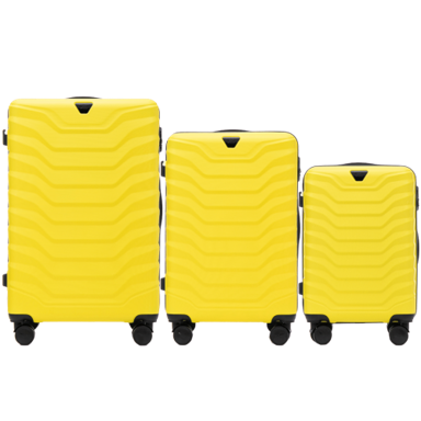 WINGS Set kofera PEAFOWL, 3 kom (V, M, S), ABS+, žuta