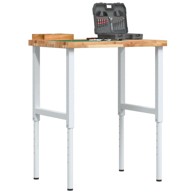 Radni stol, 80 x 60 x (73–99,5) cm, masivno drvo bagrema, pravokutni, tamno smeđa i bijela