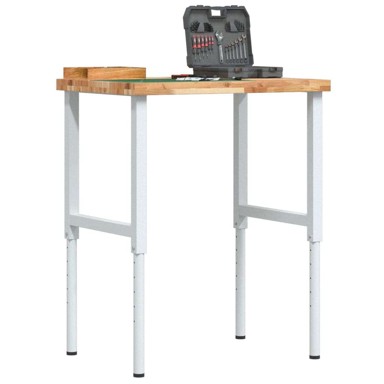 Radni stol, 80 x 60 x (73–99,5) cm, masivno drvo bagrema, pravokutni, tamno smeđa i bijela