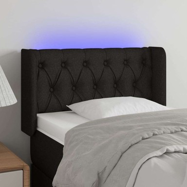 LED uzglavlje 83 x 16 x 78/88 cm od tkanine, crno
