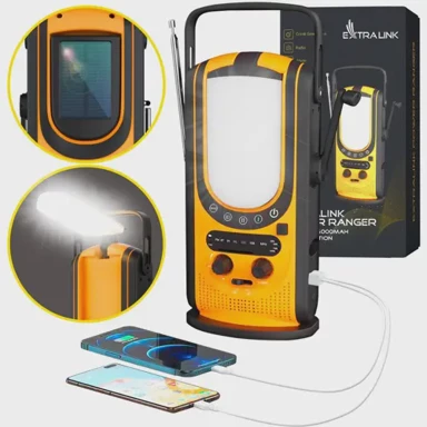 EXTRALINK Powerbank Power Ranger EPS-6000, 6. 000 mAh, FM radio, LED svjetlo, dinamometar, solarni panel