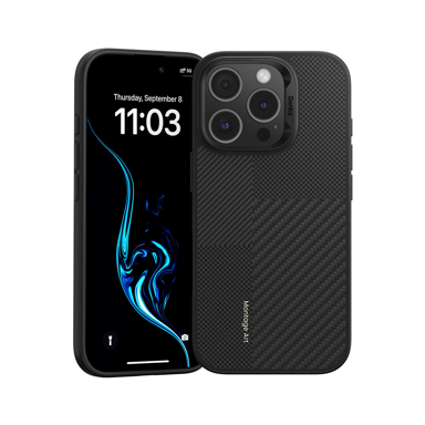 BENKS Maskica Montage Magnetic Armor Pro Kevlar s metalnim okvirom 600D za iPhone 16 Pro Max, crna