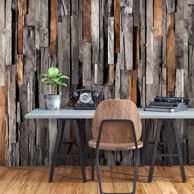 Samoljepljiva foto tapeta Wooden Curtain (Grey and Brown) 196x140