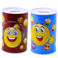 LEAN TOYS Metalna kasica Emotikoni 13 x 8 cm, plavo-smeđa