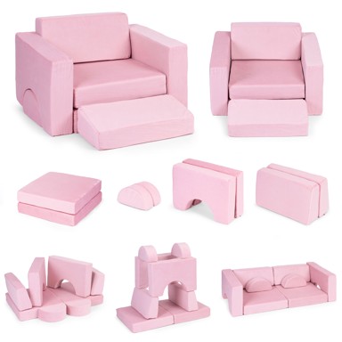 ECOTOYS DIY modularna sofa, 8 jastuka, roza