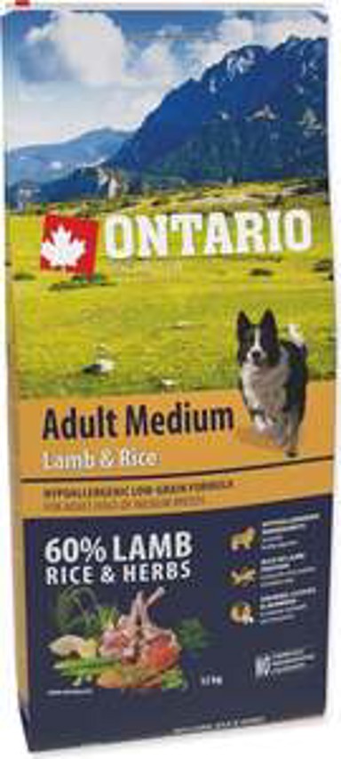 ONTARIO Hrana za pse Dog Adult Medium Breed 12 kg, janjetina i riža