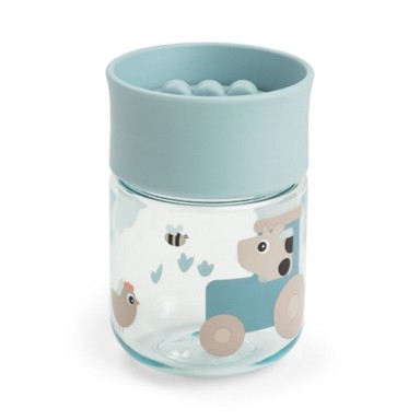 Čaša za učenje pijenja 360° Tiny Farm, 260 ml, plava
