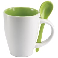 Šalica, 250 ml sa žličicom, bijelo-zelena