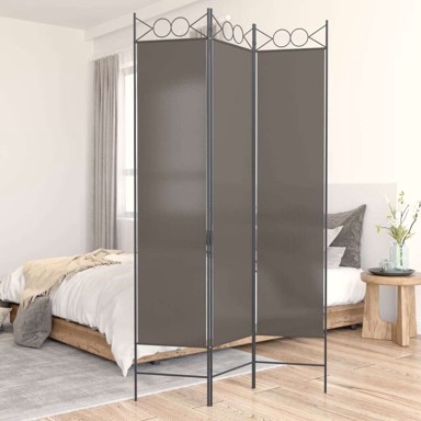 Paravan sobna pregrada 3 panela 120x220 cm, tkanina, antracit
