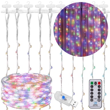 Žičana LED zavjesa, 300 LED, višebojna