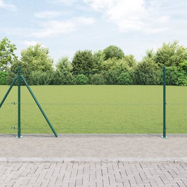 Zavarena žičana ograda s 13 flanged stubovima, zelena, 1x50 m, čelik