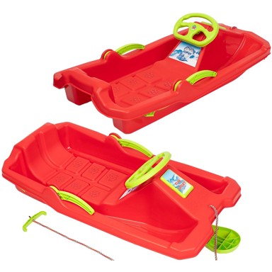 ENERO Plastične sanjka s upravljačem i kočnicom crvene