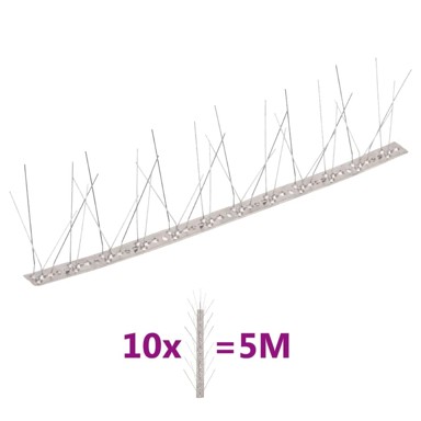 Set šiljaka za ptice 10-dijelni, 5 redova, 5 m, čelični 