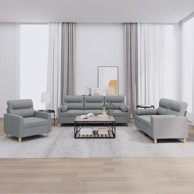 3-dijelni set sofa s jastucima svjetlosivi od tkanine