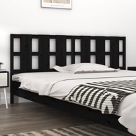 Uzglavlje za krevet crno 205,5 x 4 x 100 cm od masivne borovine