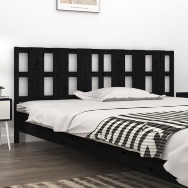 Uzglavlje za krevet crno 205,5 x 4 x 100 cm od masivne borovine