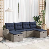 6-dijelni set vrtnih sofa, od poliratana, s jastucima, sivi