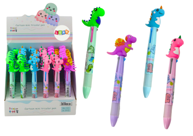 Višebojna olovka s klizačem, 3 boje, dinosaurus