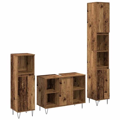 Set kupaonskog namještaja, konstruirano drvo, staro drvo, 3 kom